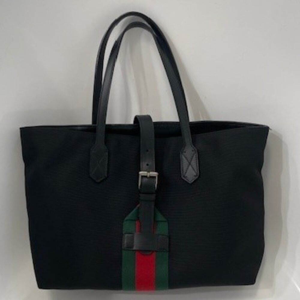 GUCCI - web buckle tote TECHNO Canvas large